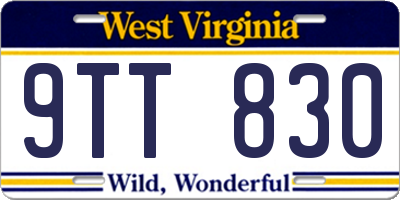 WV license plate 9TT830