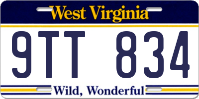 WV license plate 9TT834