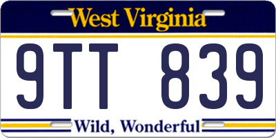 WV license plate 9TT839