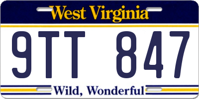 WV license plate 9TT847