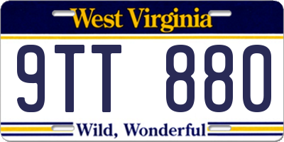 WV license plate 9TT880