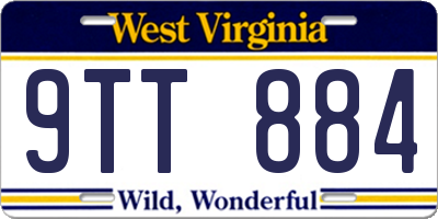 WV license plate 9TT884