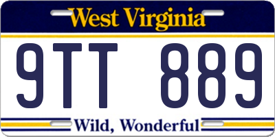 WV license plate 9TT889