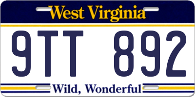 WV license plate 9TT892