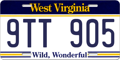 WV license plate 9TT905