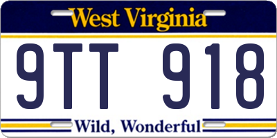 WV license plate 9TT918