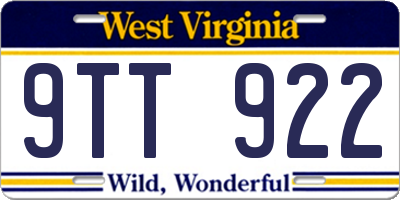 WV license plate 9TT922