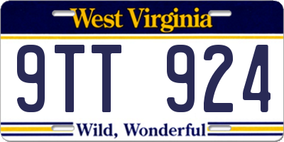 WV license plate 9TT924