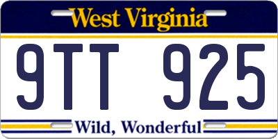 WV license plate 9TT925