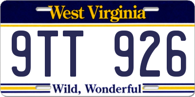 WV license plate 9TT926