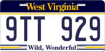 WV license plate 9TT929