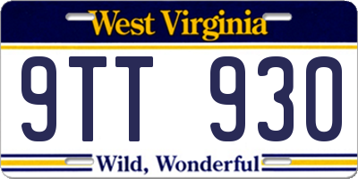 WV license plate 9TT930