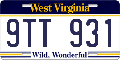 WV license plate 9TT931