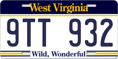 WV license plate 9TT932