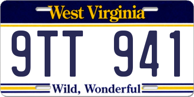 WV license plate 9TT941