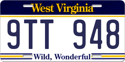 WV license plate 9TT948