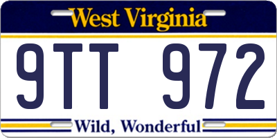 WV license plate 9TT972