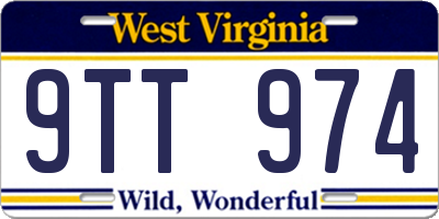 WV license plate 9TT974
