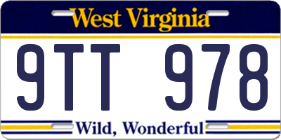 WV license plate 9TT978