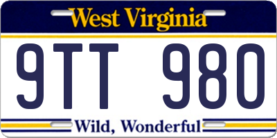 WV license plate 9TT980