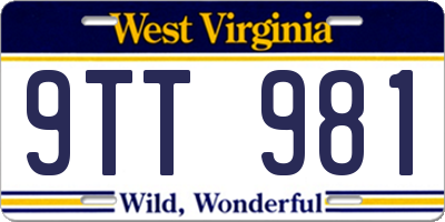 WV license plate 9TT981