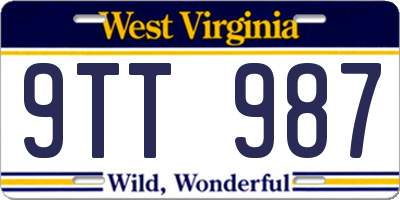 WV license plate 9TT987