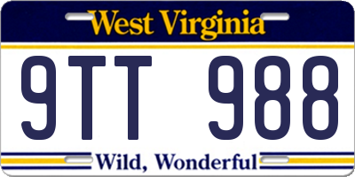 WV license plate 9TT988