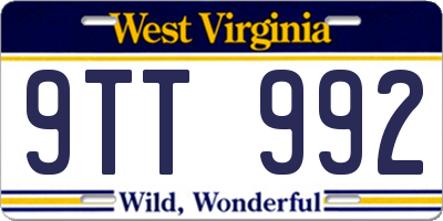 WV license plate 9TT992