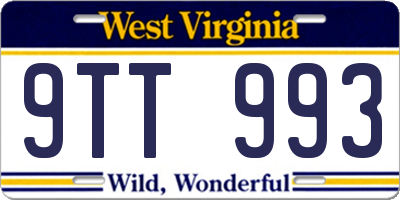 WV license plate 9TT993