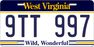 WV license plate 9TT997