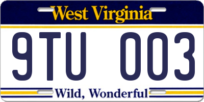 WV license plate 9TU003