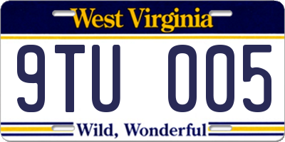 WV license plate 9TU005