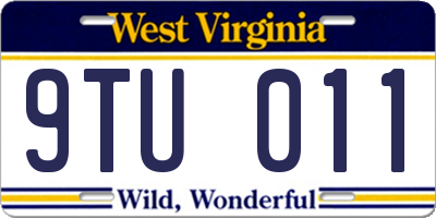 WV license plate 9TU011