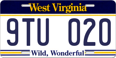WV license plate 9TU020