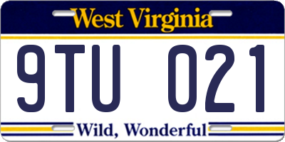 WV license plate 9TU021