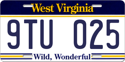 WV license plate 9TU025
