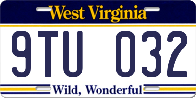 WV license plate 9TU032