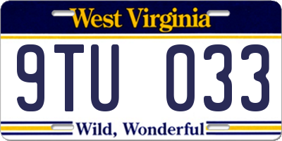 WV license plate 9TU033