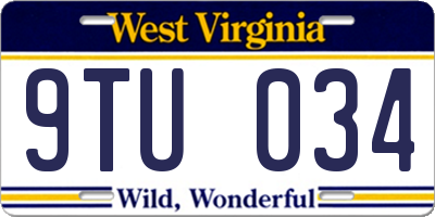 WV license plate 9TU034