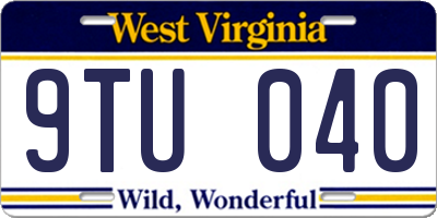 WV license plate 9TU040
