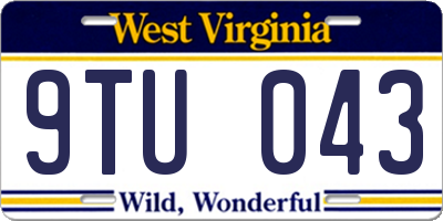 WV license plate 9TU043