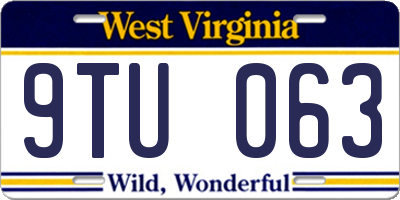 WV license plate 9TU063