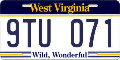 WV license plate 9TU071