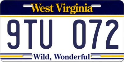 WV license plate 9TU072