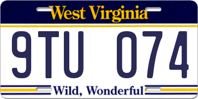 WV license plate 9TU074