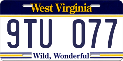 WV license plate 9TU077