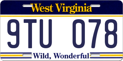 WV license plate 9TU078