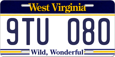 WV license plate 9TU080