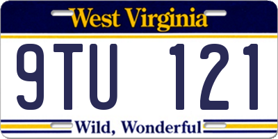 WV license plate 9TU121