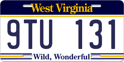 WV license plate 9TU131